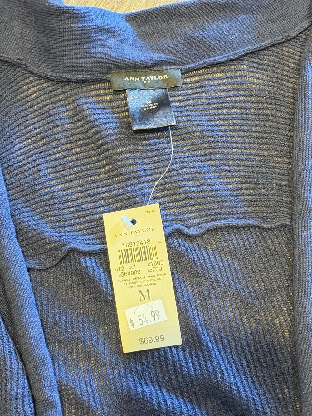 Ann Taylor Navy Blue Short Sleeve Open Cardigan - Picture 3 of 6